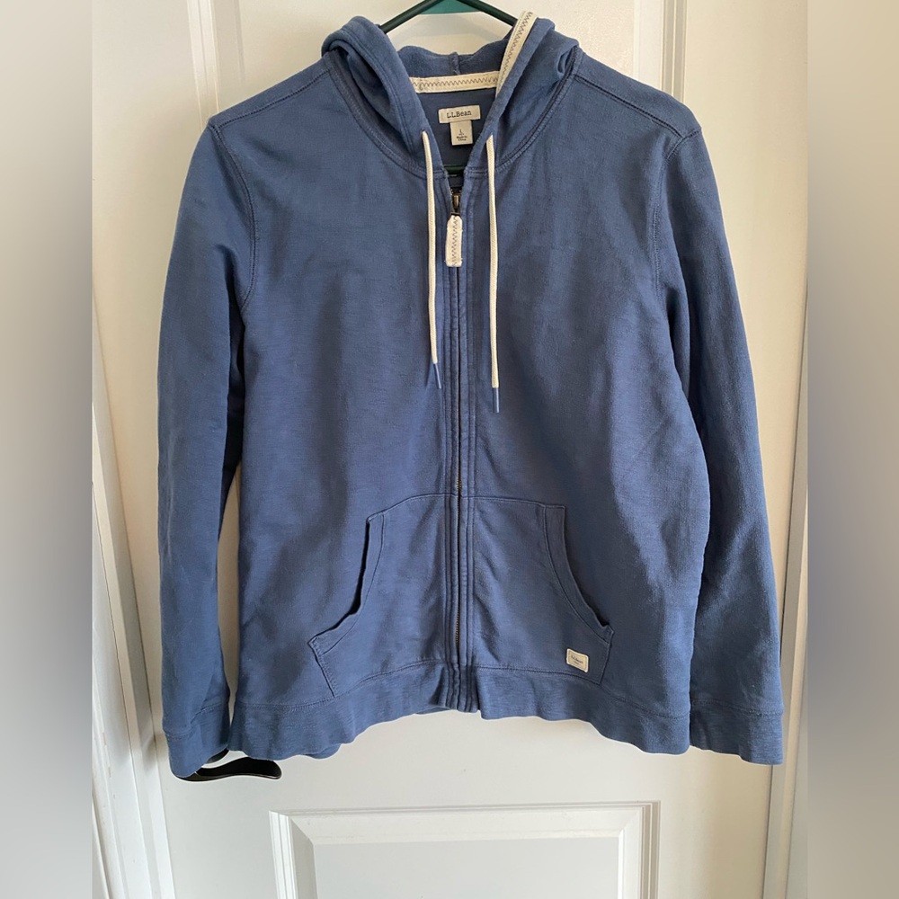 LL Bean Indigo Full-Zip Organic Cotton Lightweight Hoodie - Picture 2 of 9
